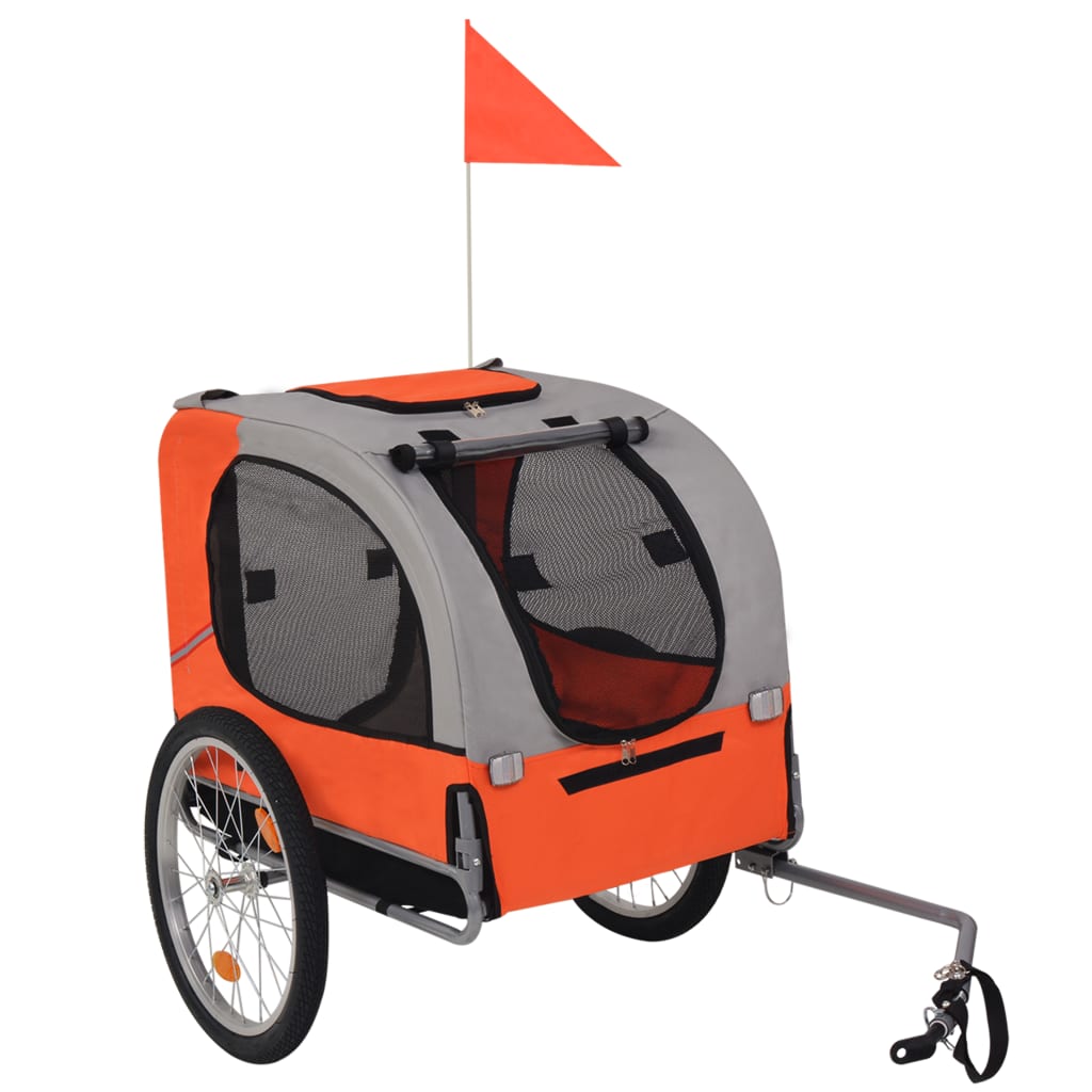 vidaXL Dog Bike Trailer Orange and Grey