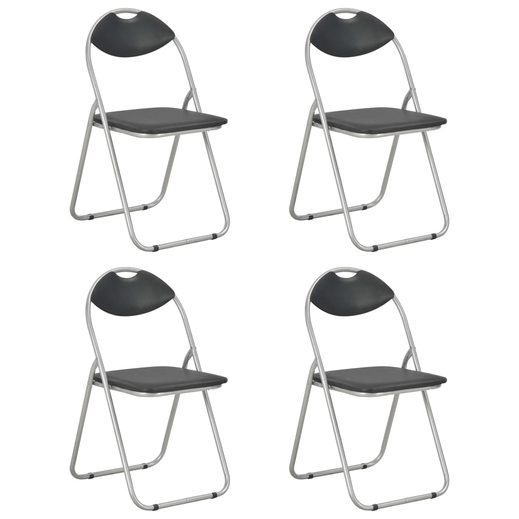vidaXL Folding Dining Chairs 4 pcs Black Faux Leather