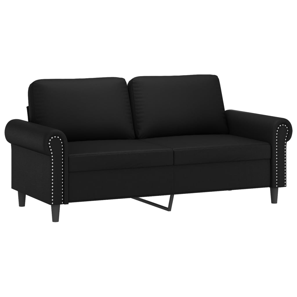 vidaXL 2-Seater Sofa with Pillows&Cushions Black 140 cm Faux Leather