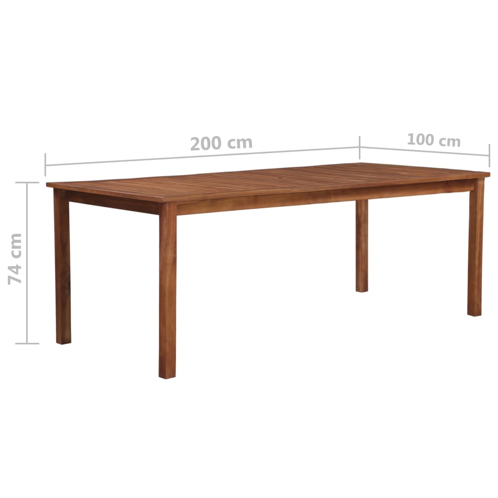 vidaXL Garden Table 200x100x74 cm Solid Acacia Wood