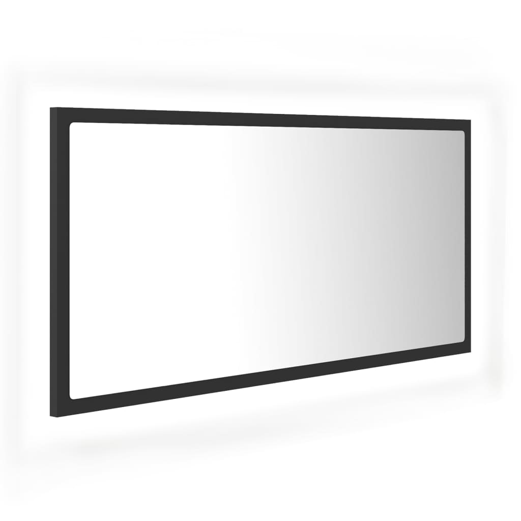 vidaXL LED Bathroom Mirror Grey 90x8.5x37 cm Acrylic