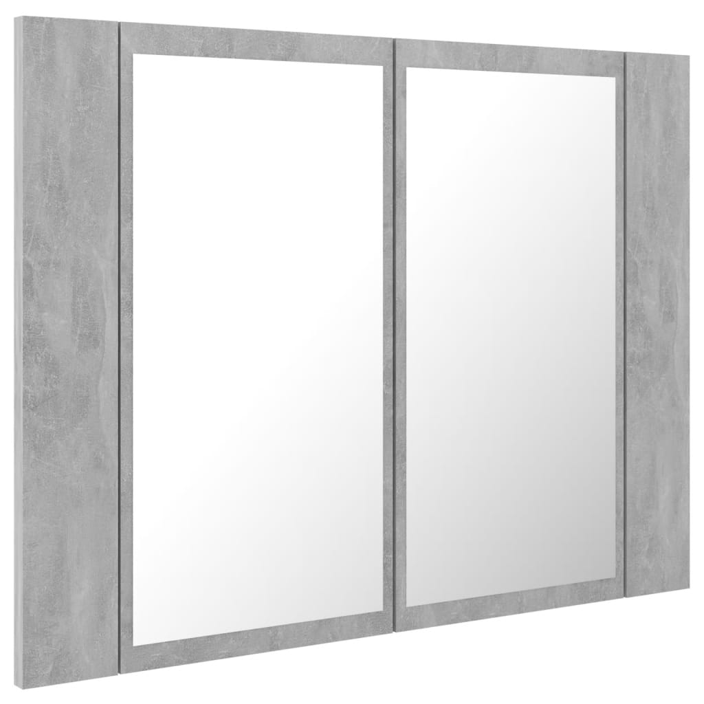 vidaXL LED Bathroom Mirror Cabinet Concrete Grey 60x12x45 cm Acrylic