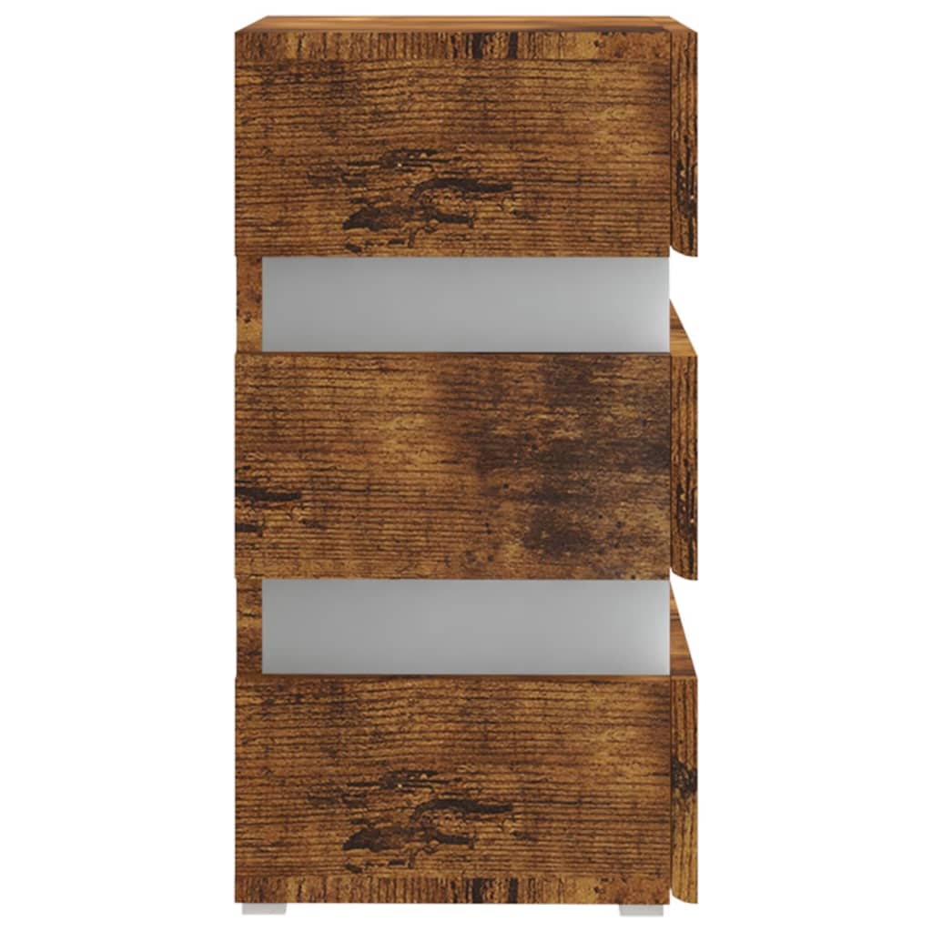 vidaXL LED Bedside Cabinet Smoked Oak 45x35x67 cm Engineered Wood