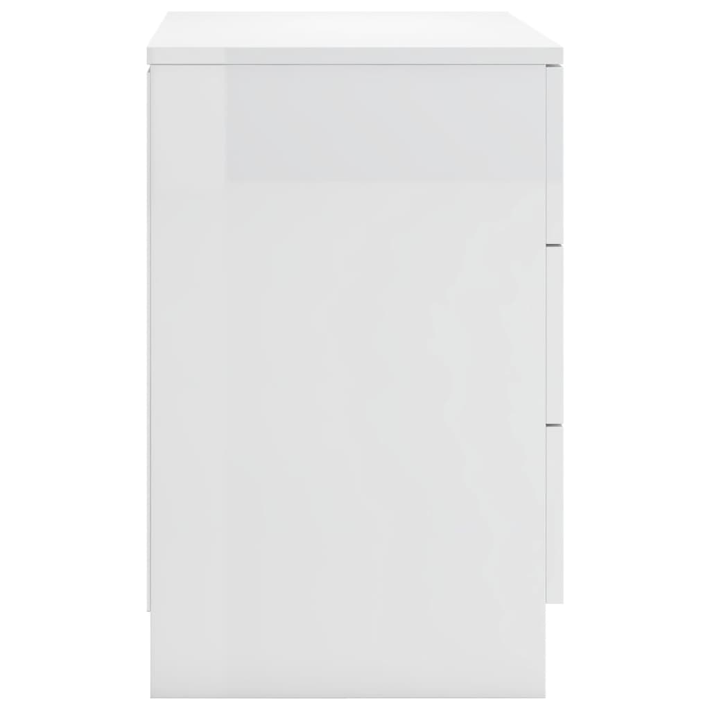vidaXL Bedside Cabinet High Gloss White 38x35x56 cm Engineered Wood