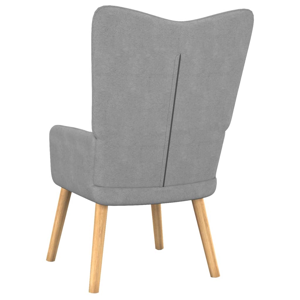 vidaXL Relaxing Chair with a Stool Light Grey Fabric