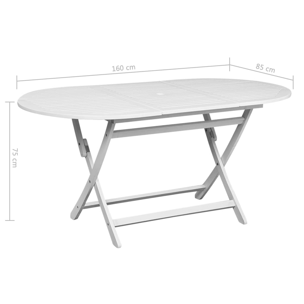 vidaXL Garden Table White 160x85x75 cm Solid Acacia Wood