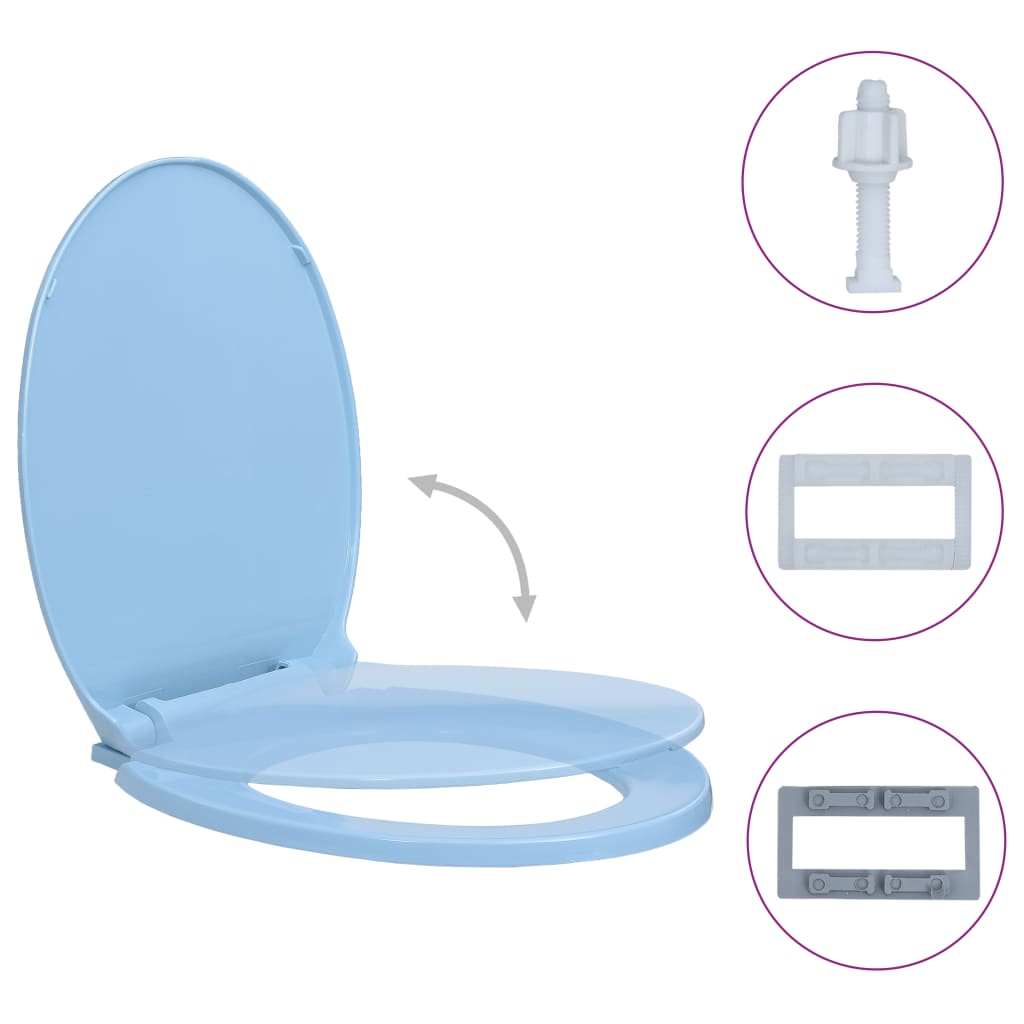 vidaXL Soft-Close Toilet Seat Blue Oval