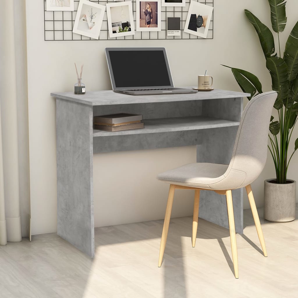 vidaXL Desk Concrete Grey 90x50x74 cm Chipboard