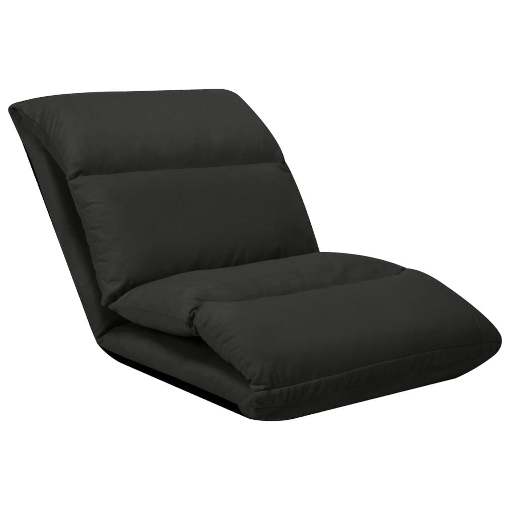vidaXL Folding Floor Chair Black Microfibre