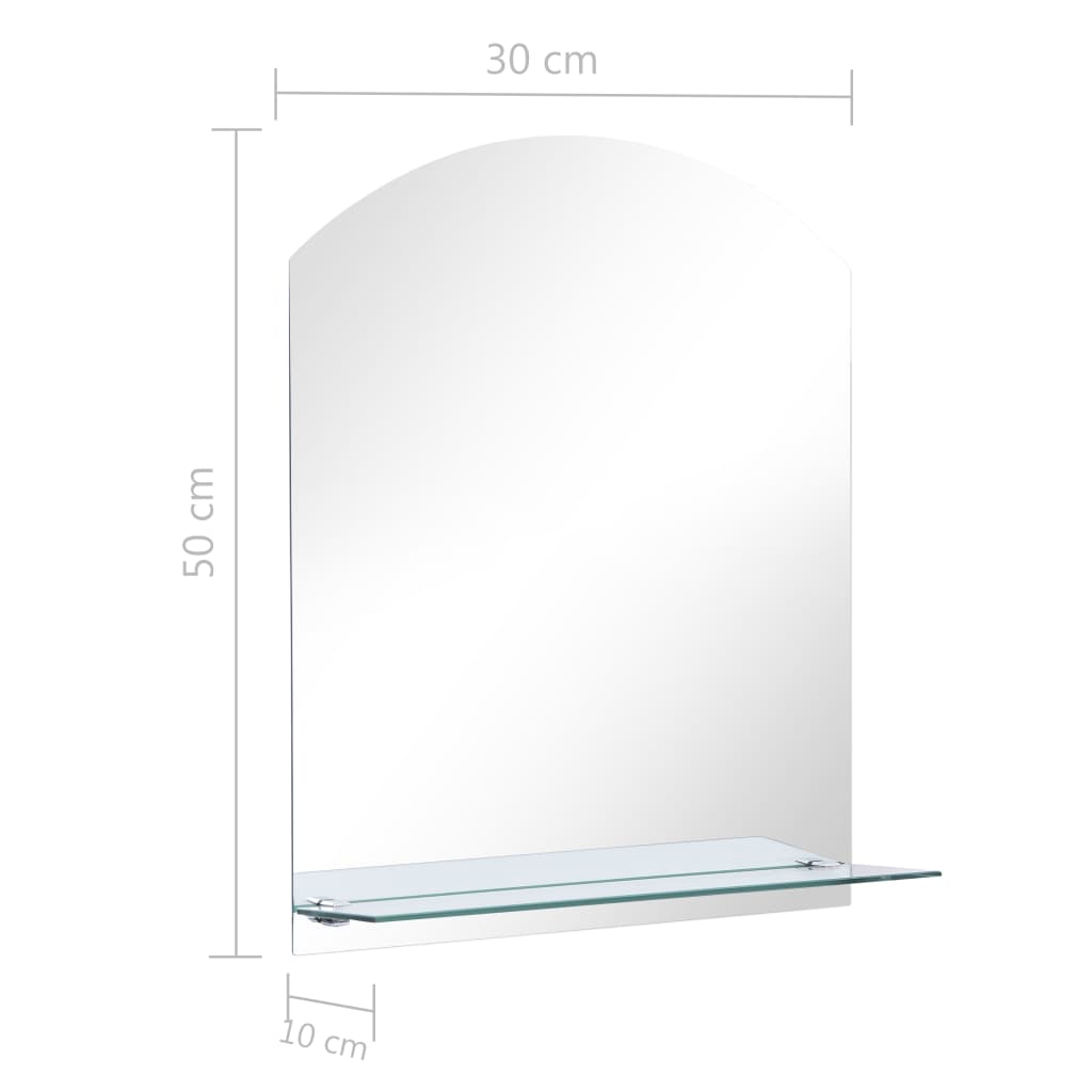 vidaXL Wall Mirror with Shelf 30x50 cm Tempered Glass