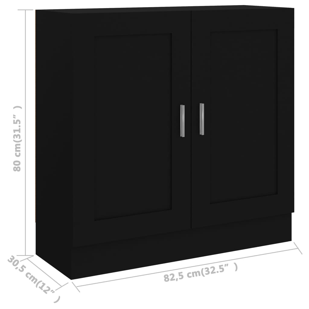 vidaXL Book Cabinet Black 82.5x30.5x80 cm Engineered Wood
