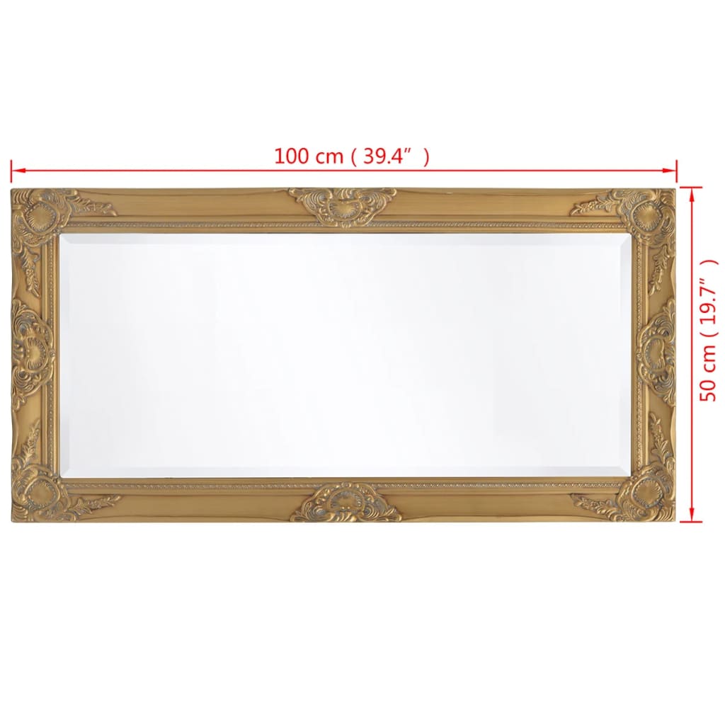 vidaXL Wall Mirror Baroque Style 100x50 cm Gold