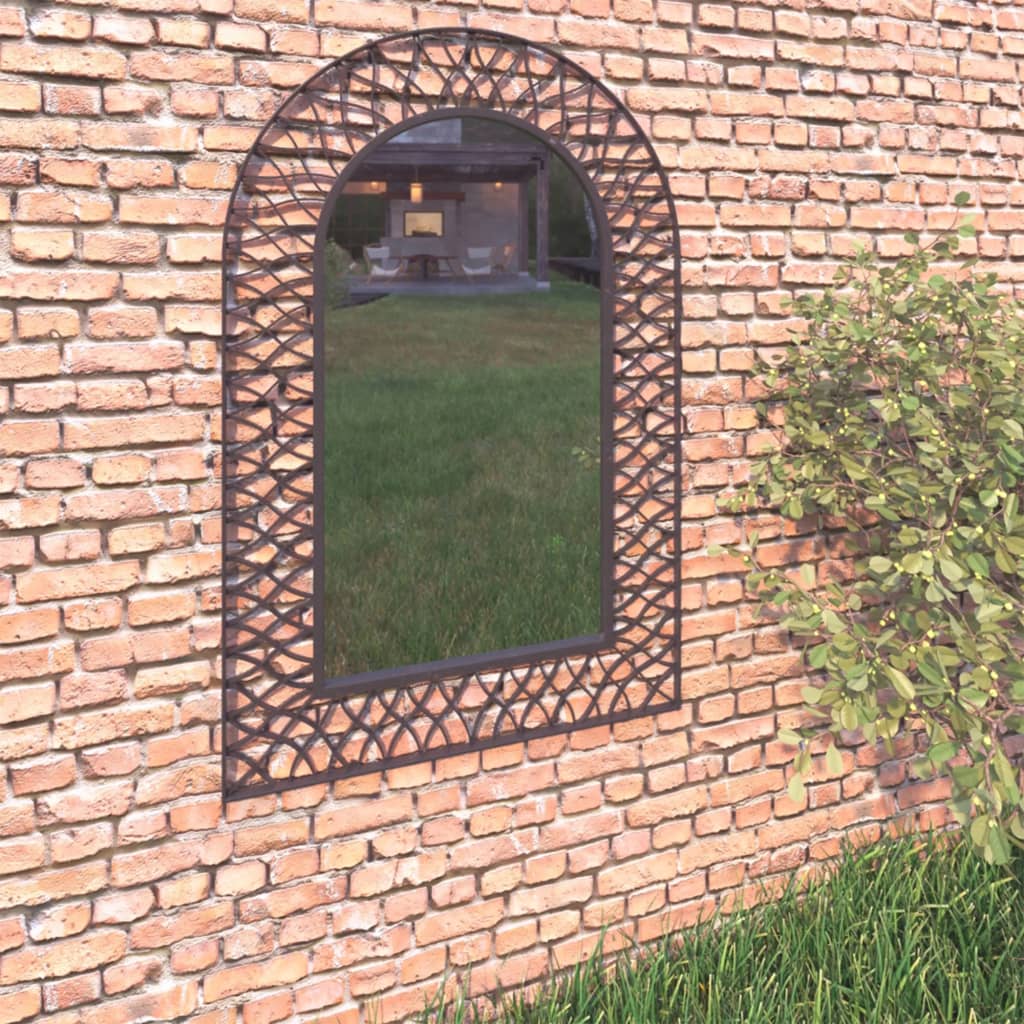 vidaXL Garden Wall Mirror Arched 50x80 cm Black