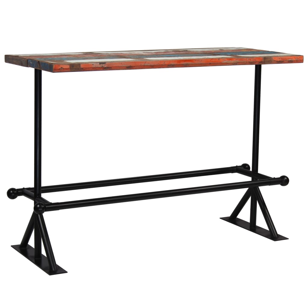 vidaXL Bar Table Solid Reclaimed Wood Multicolour 150x70x107 cm