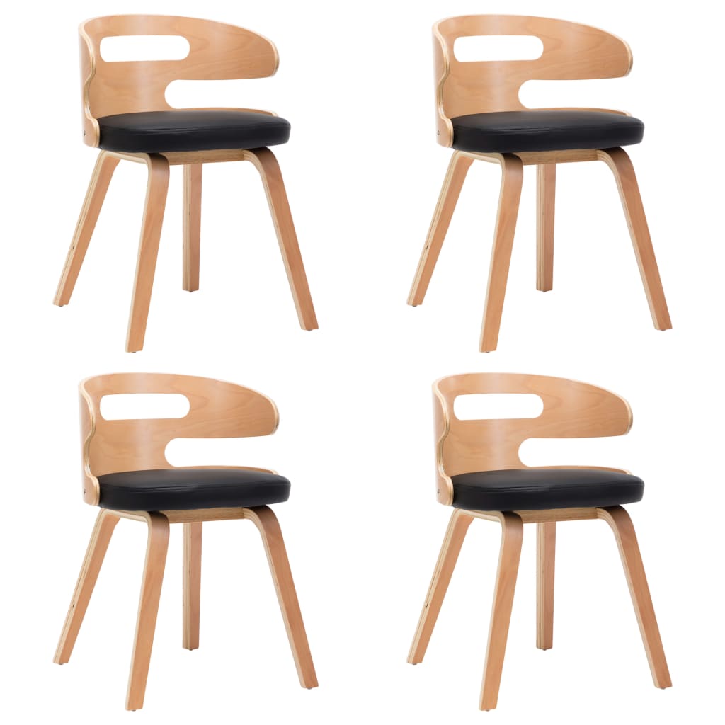 vidaXL Dining Chairs 4 pcs Black Bent Wood and Faux Leather