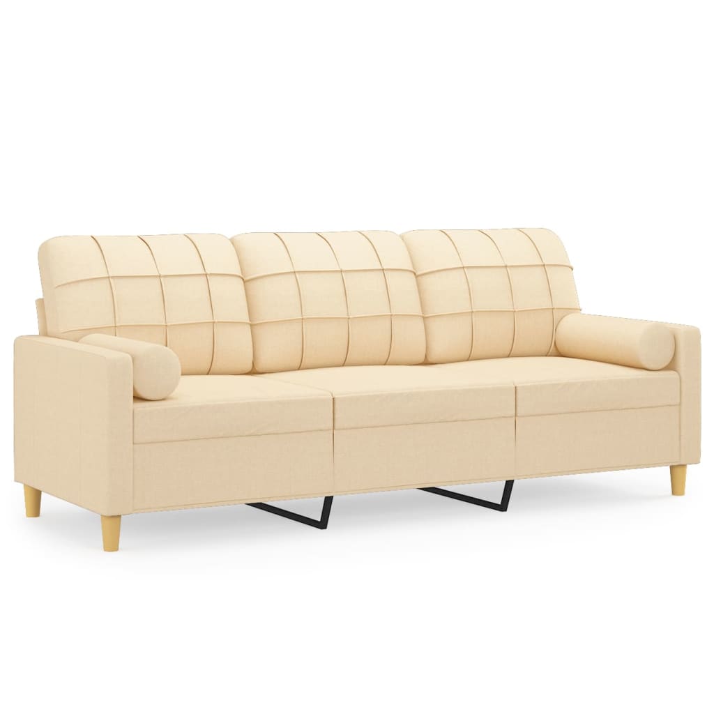Manifold Everyone Manufacturer vidaXL 3-Seater Sofa with Pillows&Cushions Cream 180 cm Fabric |  vidaXL.com.au