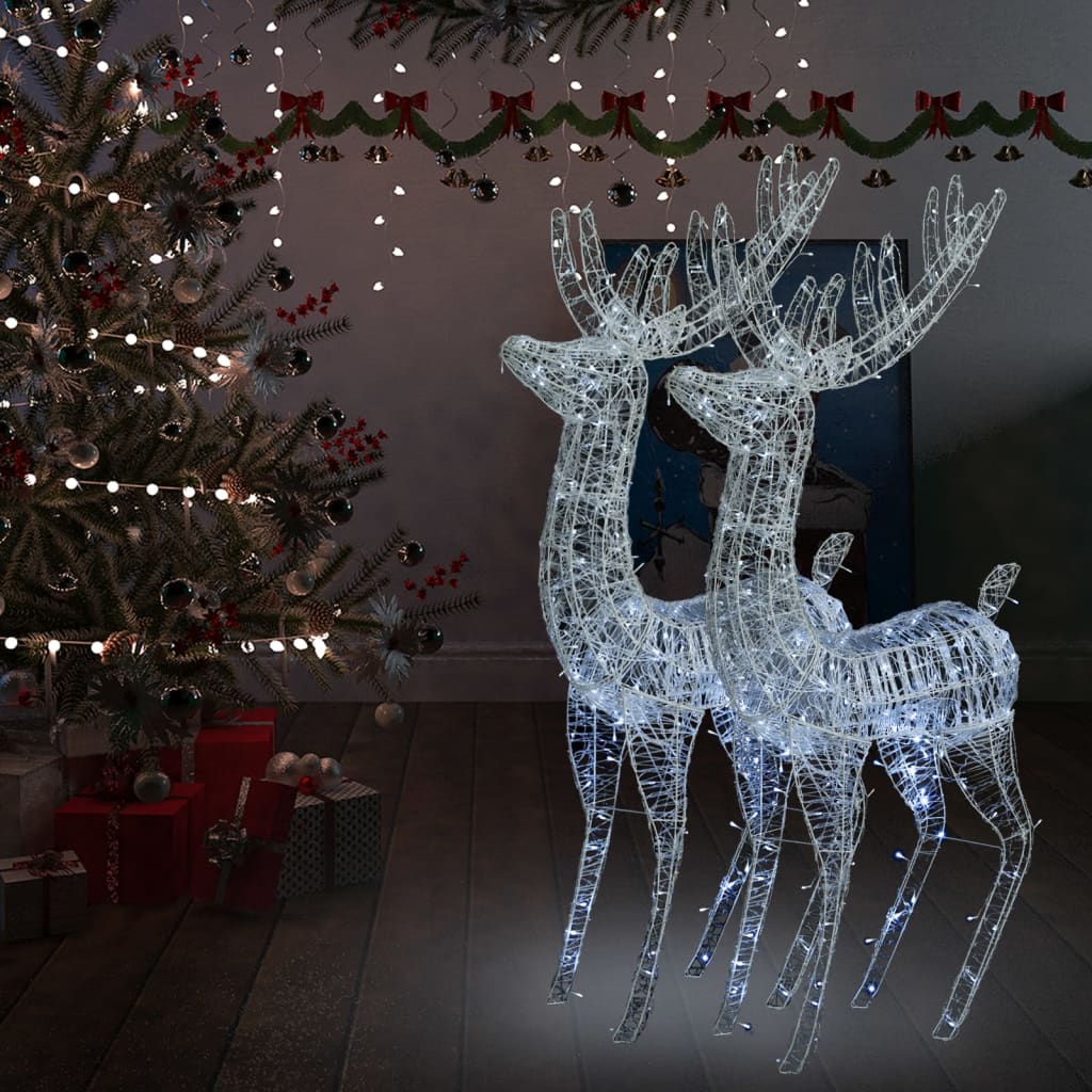 vidaXL XXL Acrylic Christmas Reindeers 250 LED 2 pcs 180 cm Cold white