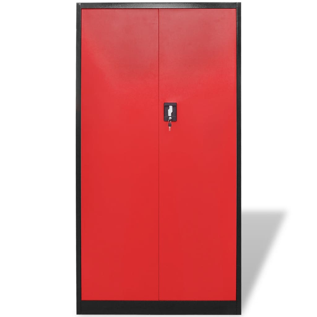 Metal Tool Cabinet 180 cm Black-red