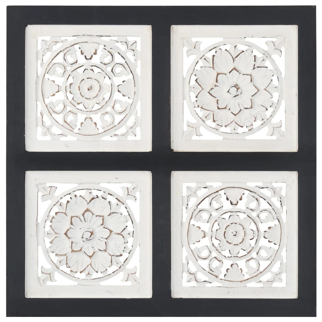 vidaXL Hand-Carved Wall Panel MDF 40x40x1.5 cm Black and White