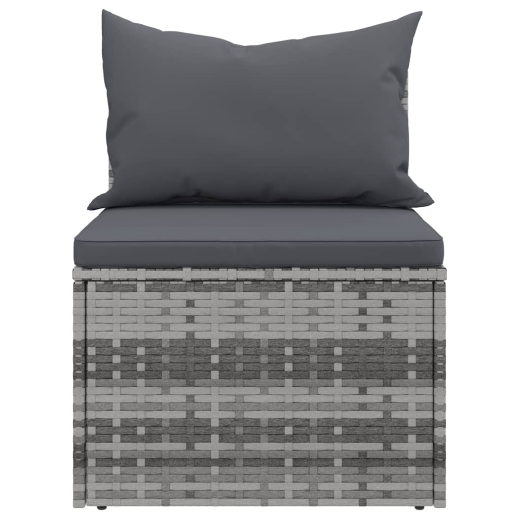 vidaXL Garden Middle Sofas with Cushions 2 pcs Grey Poly Rattan