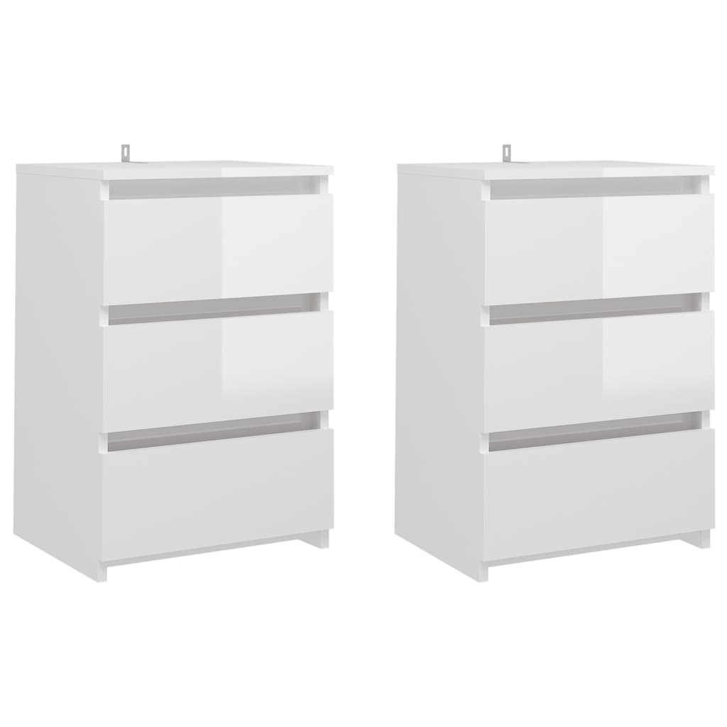 vidaXL Bed Cabinets 2 pcs High Gloss White 40x35x62.5 cm Engineered Wood