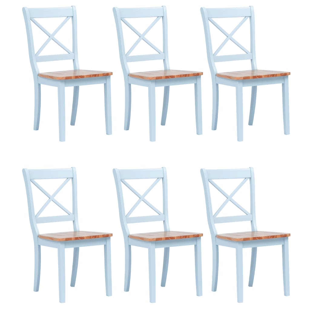 vidaXL Dining Chairs 6 pcs Grey and Light Wood Solid Rubber Wood
