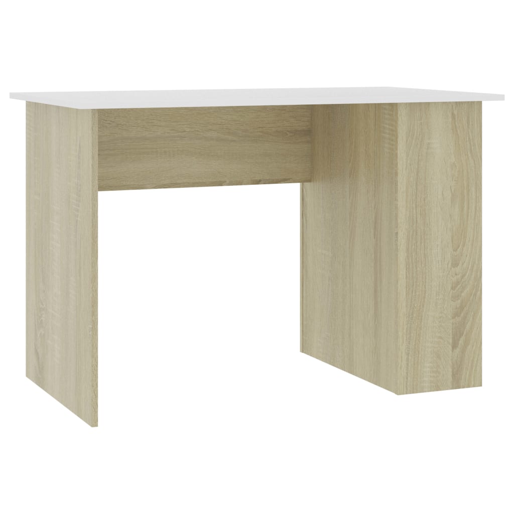 vidaXL Desk White and Sonoma Oak 110x60x73 cm Engineered Wood