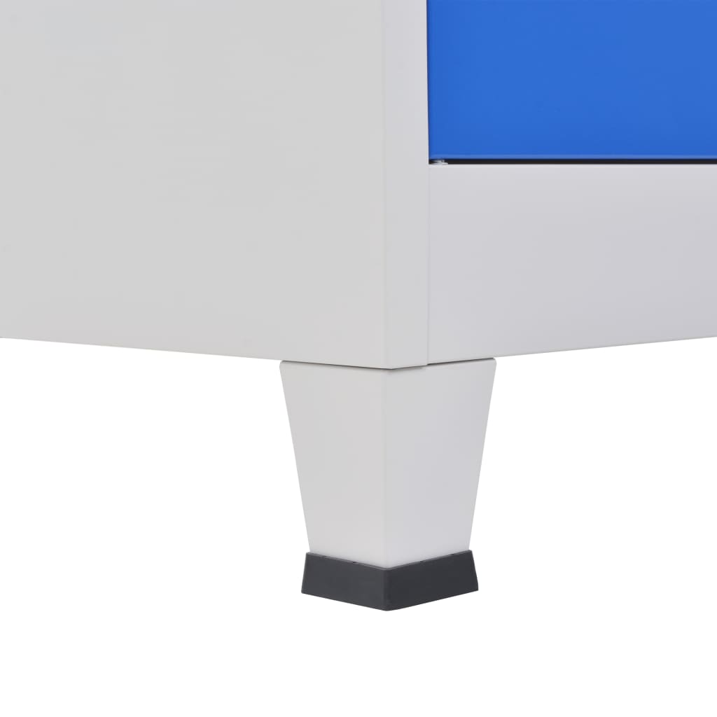 vidaXL Office Cabinet with 4 Doors Metal 90x40x180 cm Grey and Blue