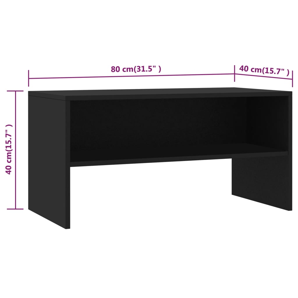 vidaXL TV Cabinet Black 80x40x40 cm Engineered Wood