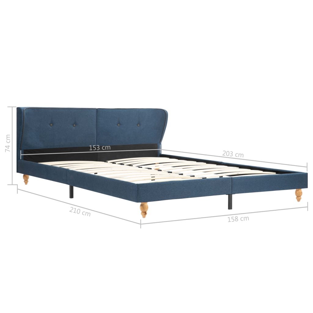 vidaXL Bed Frame Blue Fabric 153x203 cm Queen Size