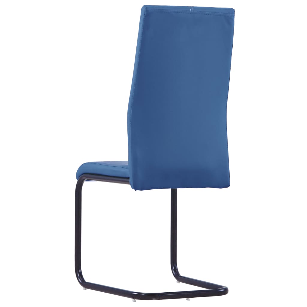 vidaXL Cantilever Dining Chairs 4 pcs Blue Faux Leather