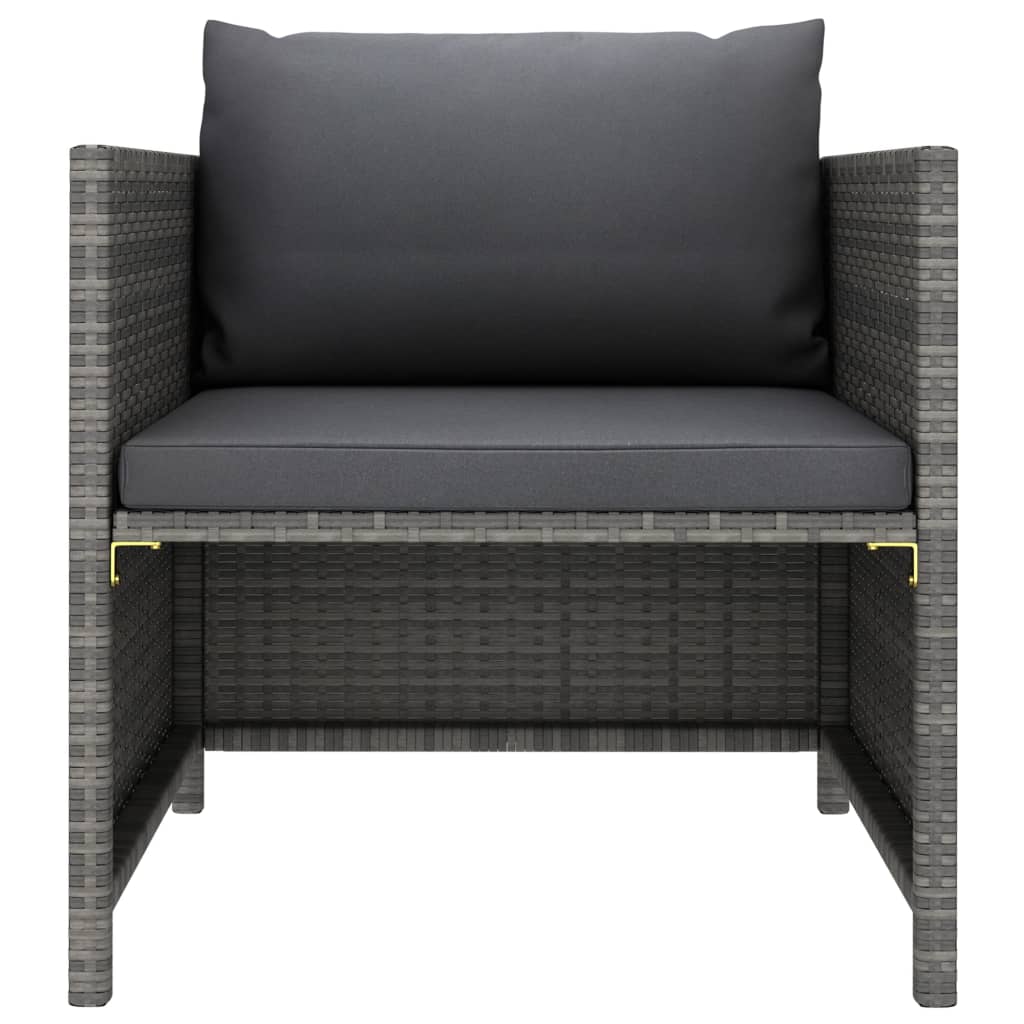 vidaXL 7 Piece Garden Lounge Set with Cushions Poly Rattan Grey