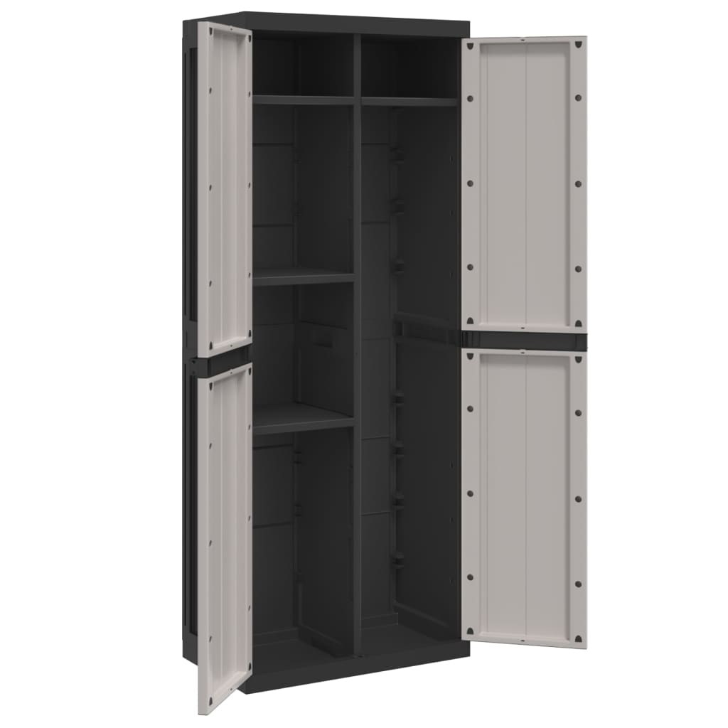 vidaXL Outdoor Storage Cabinet Grey and Black 65x37x165 cm PP