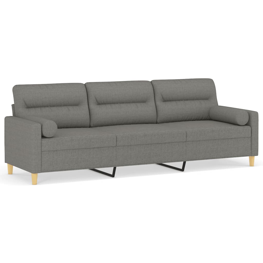 vidaXL 3-Seater Sofa with Pillows&Cushions Dark Grey 210 cm Fabric