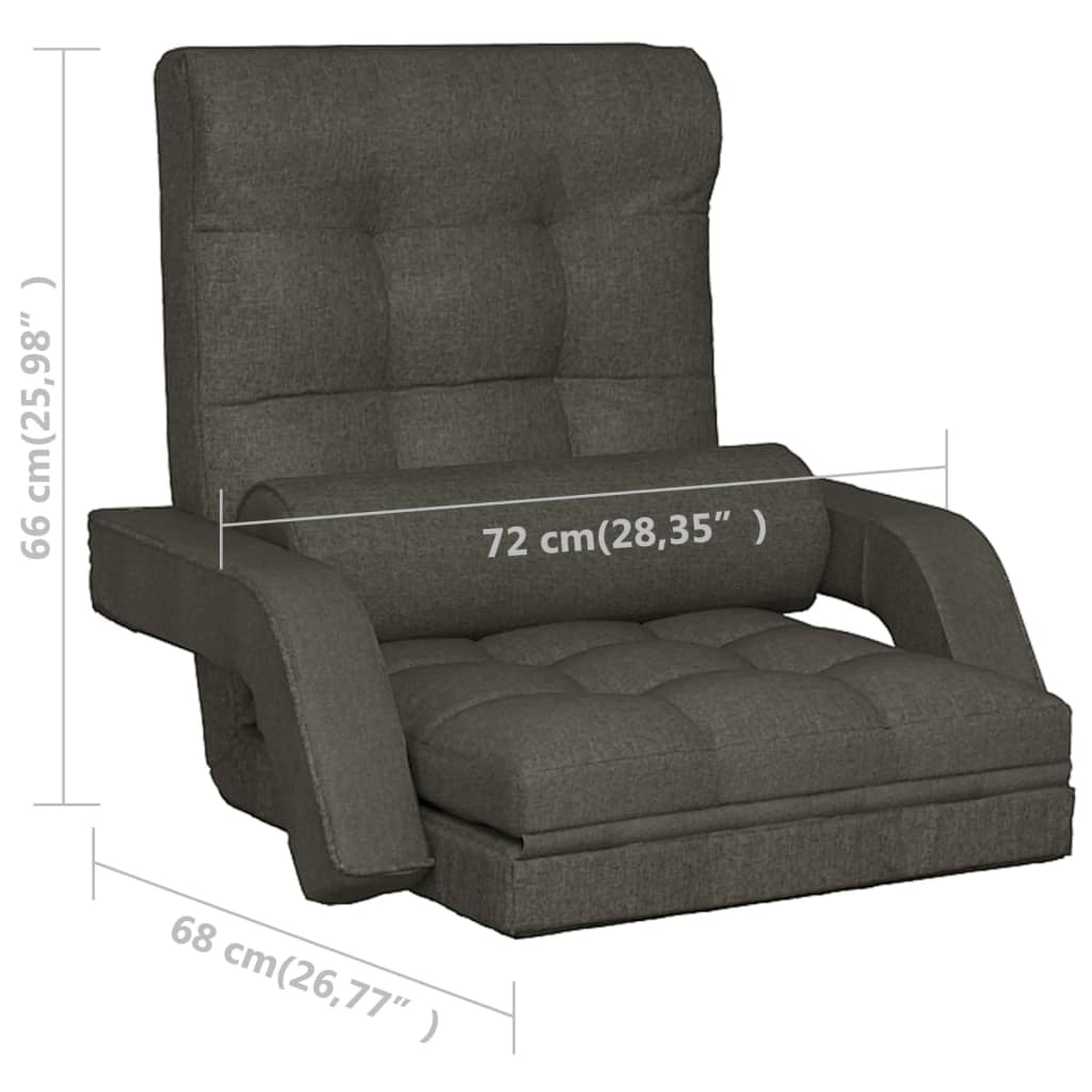 vidaXL Folding Floor Chair with Bed Function Dark Grey Fabric