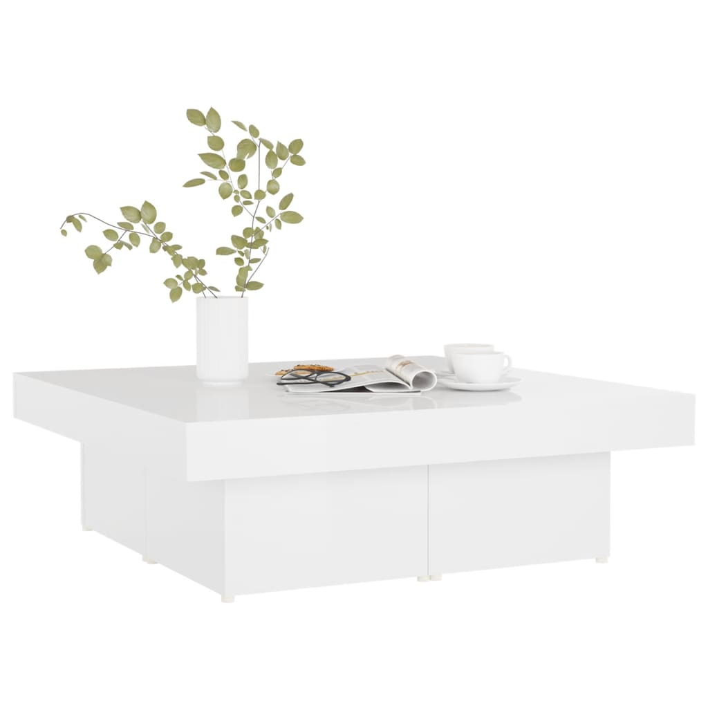 vidaXL Coffee Table High Gloss White 90x90x28 cm Engineered Wood