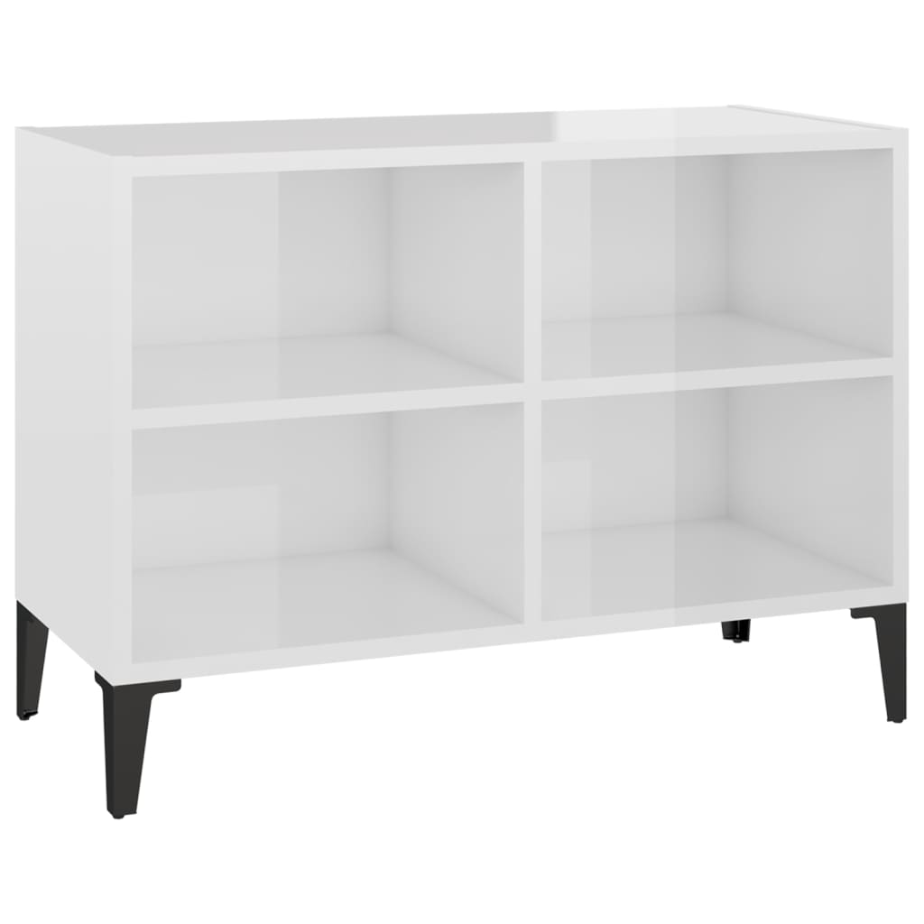 vidaXL TV Cabinet with Metal Legs High Gloss White 69.5x30x50 cm