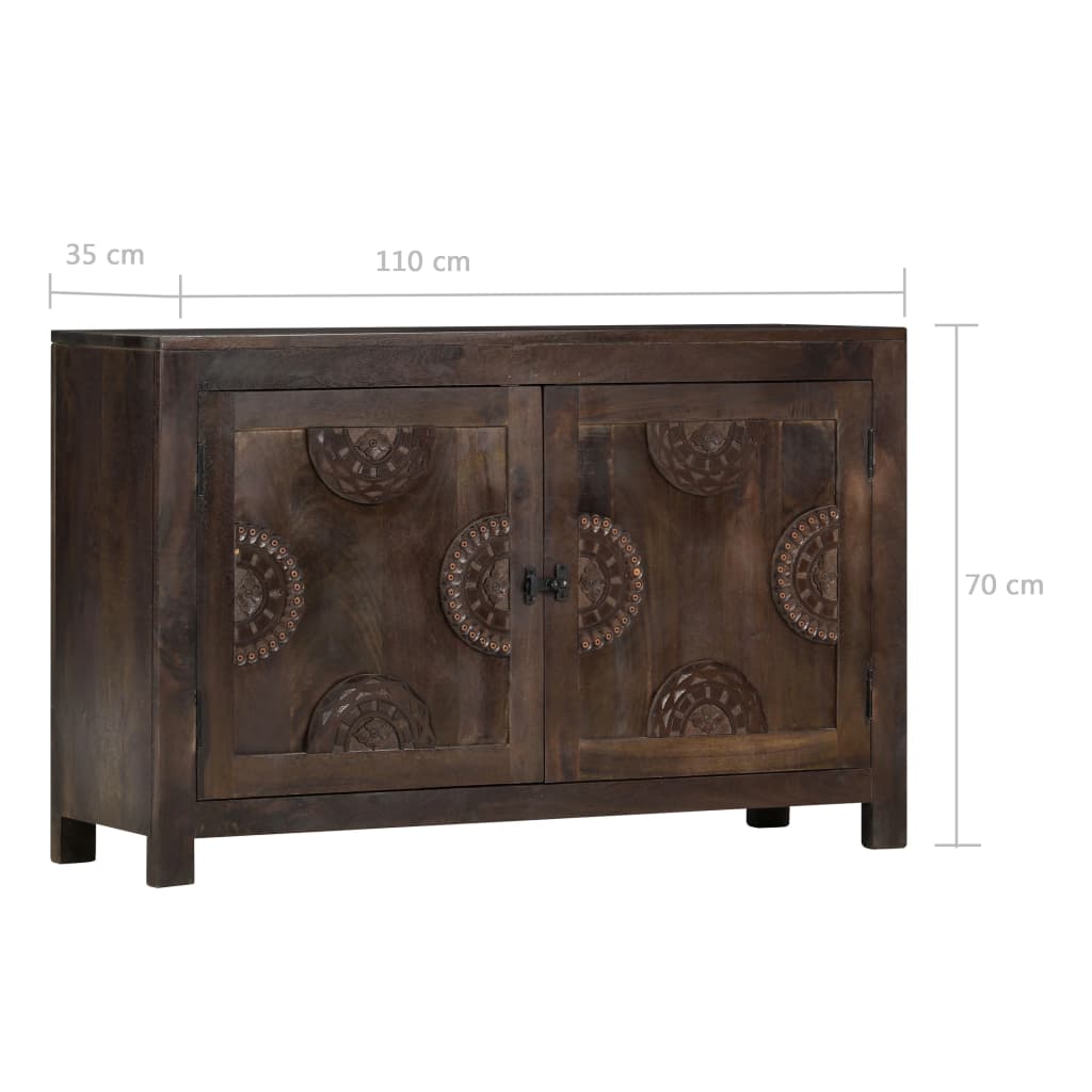 vidaXL Sideboard with Carved Design 110x35x70 cm Solid Mango Wood