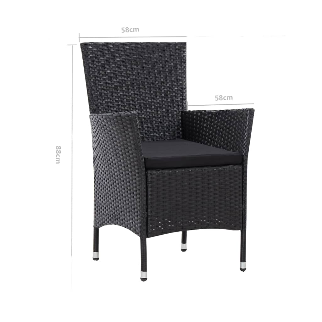 vidaXL Garden Chairs 2 pcs Black Poly Rattan