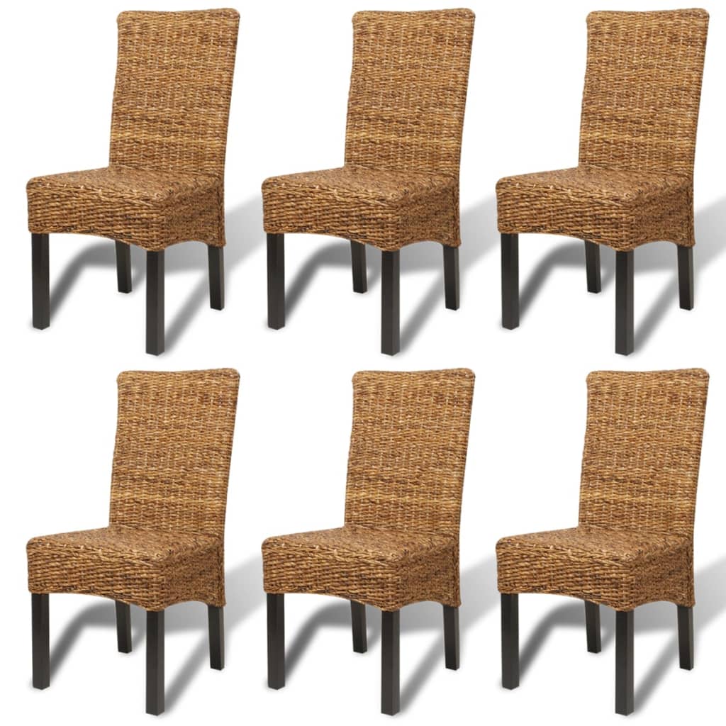 vidaXL Dining Chairs 6 pcs Abaca and Solid Mango Wood