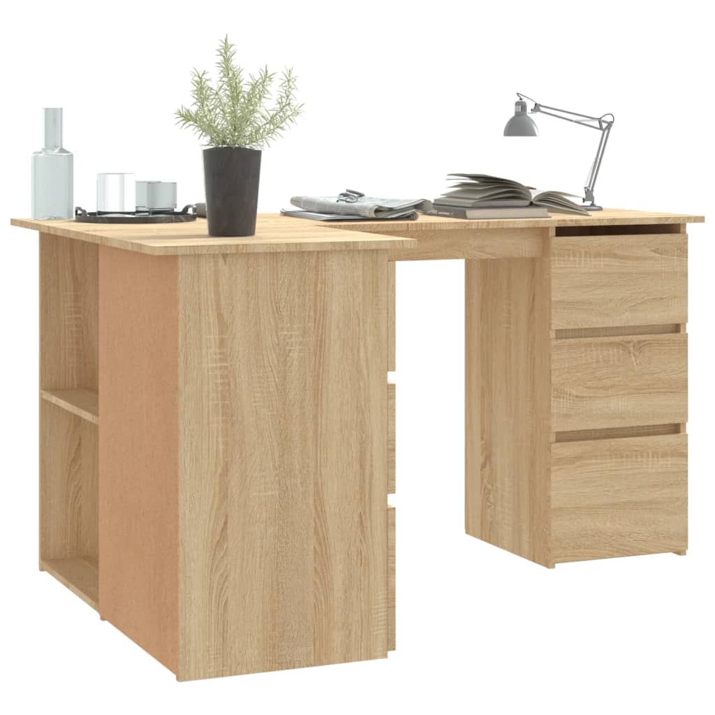 vidaXL Corner Desk Sonoma Oak 145x100x76 cm Chipboard