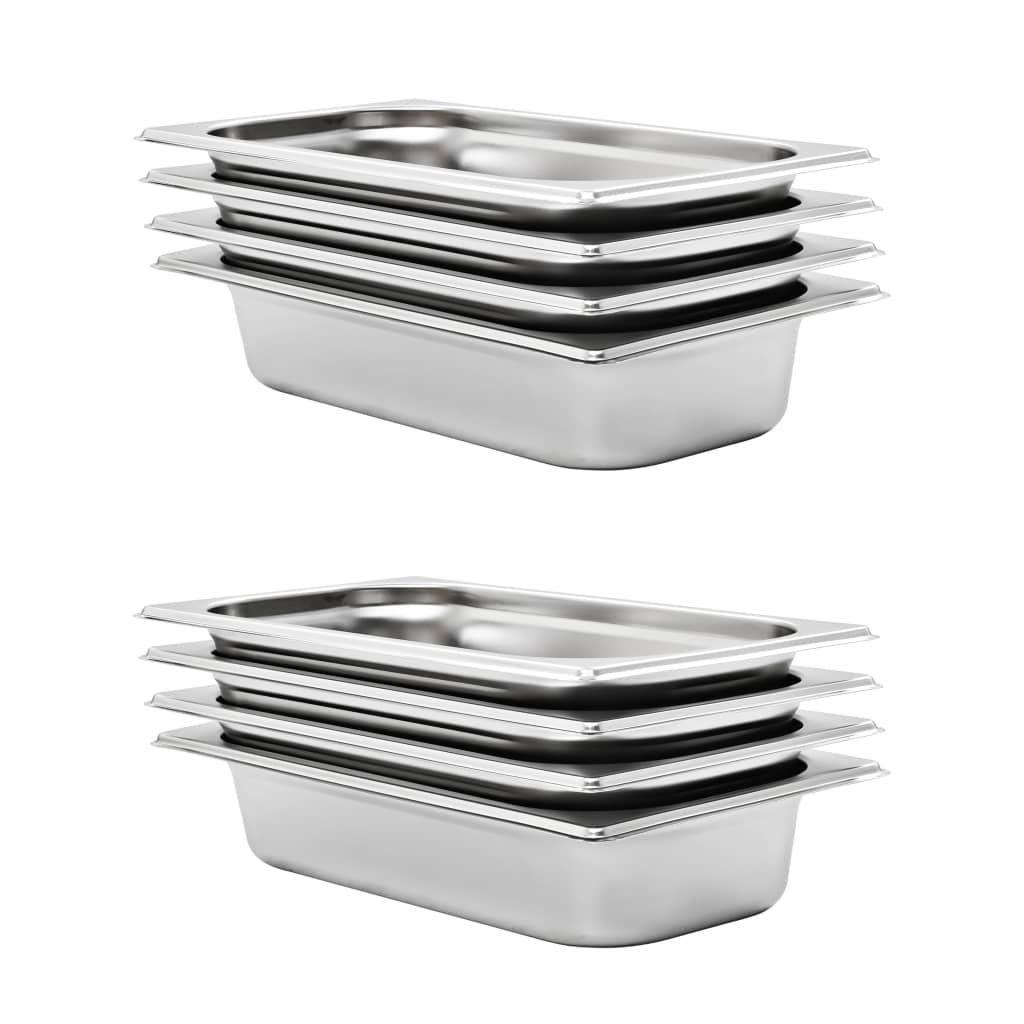 vidaXL Gastronorm Containers 8 pcs GN 1/3 65 mm Stainless Steel
