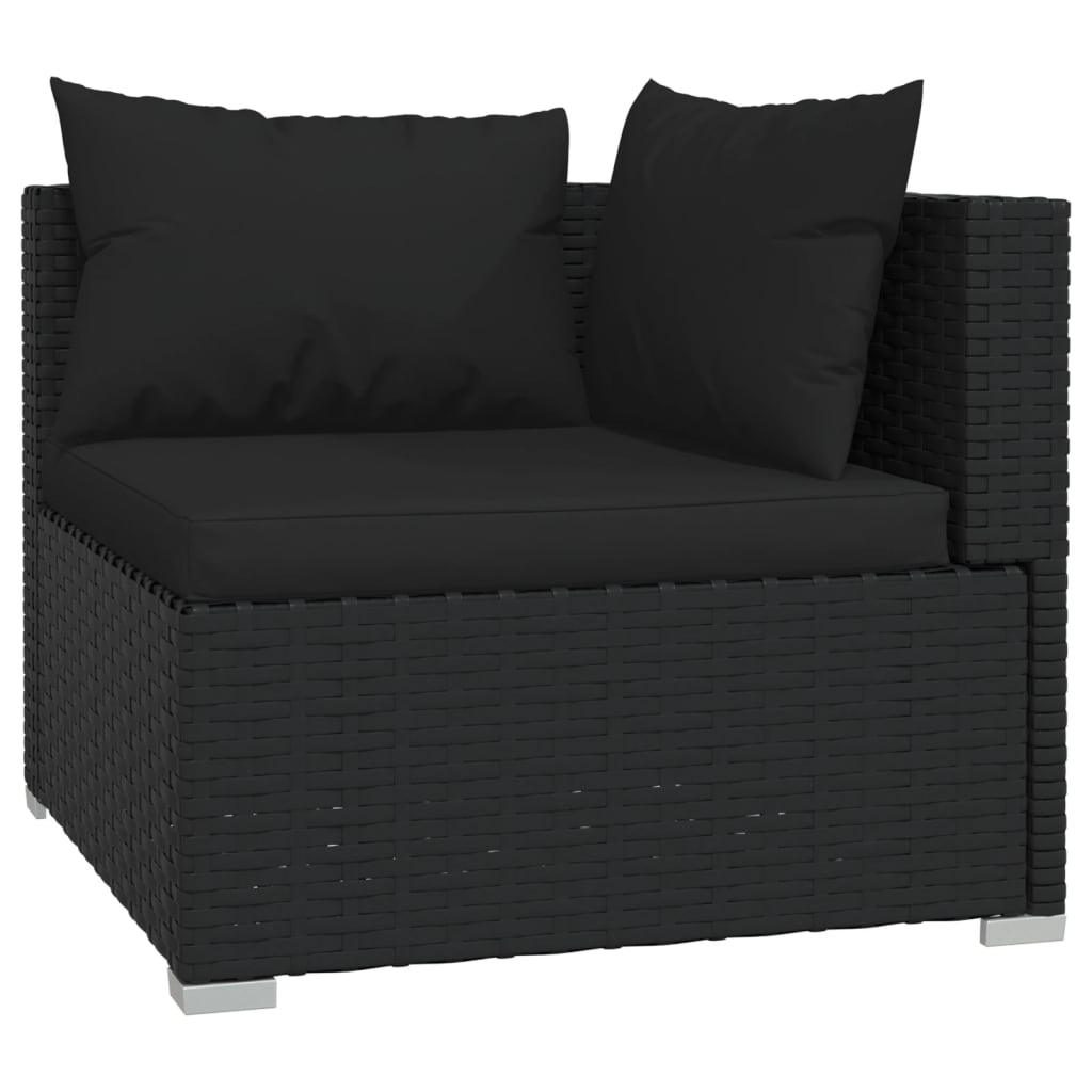 vidaXL 11 Piece Garden Lounge Set with Cushions Poly Rattan Black