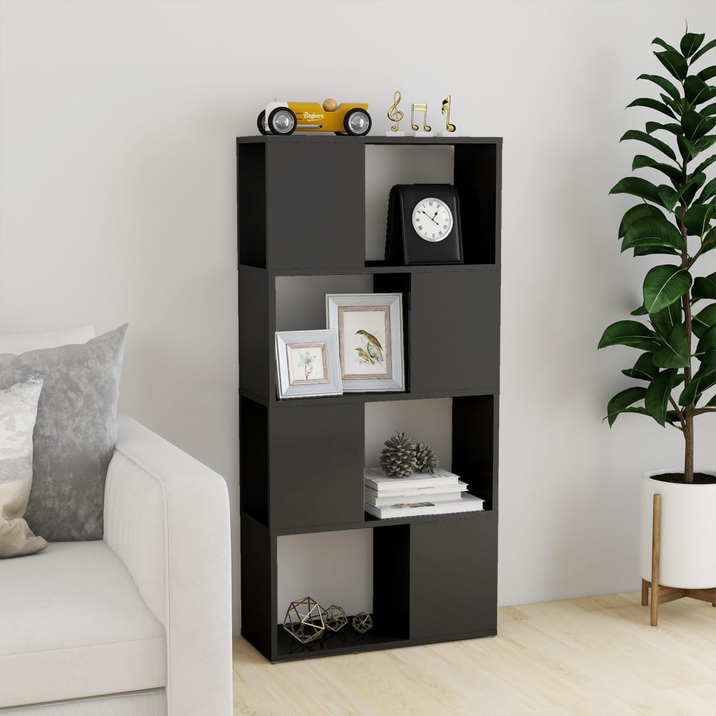 vidaXL Book Cabinet Room Divider High Gloss Grey 60x24x124.5 cm