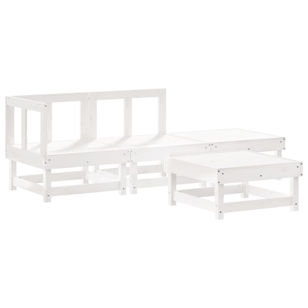 vidaXL 4 Piece Garden Lounge Set with Cushions White Solid Wood