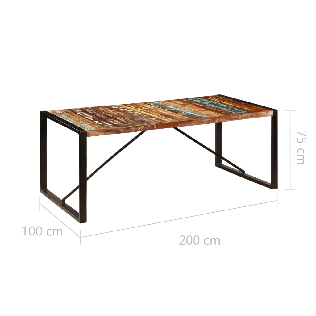 vidaXL Dining Table 200x100x75 cm Solid Reclaimed Wood