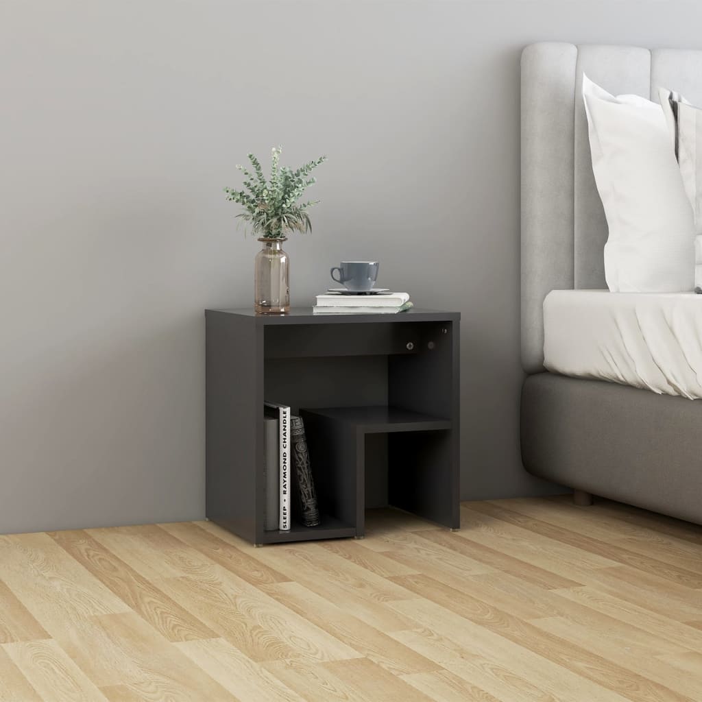 vidaXL Bed Cabinets 2 pcs Grey 40x30x40 cm Engineered Wood