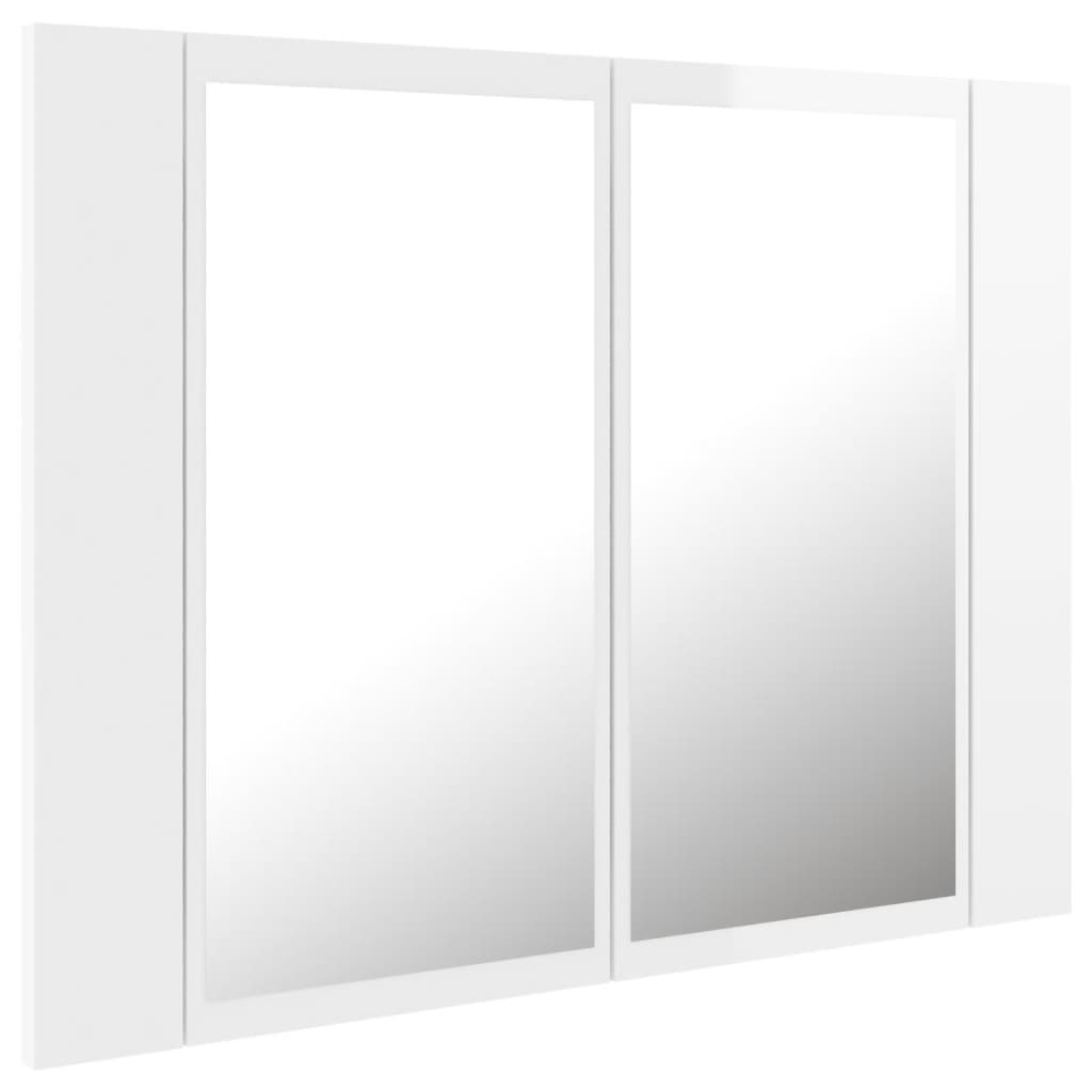 vidaXL LED Bathroom Mirror Cabinet High Gloss White 60x12x45 cm Acrylic