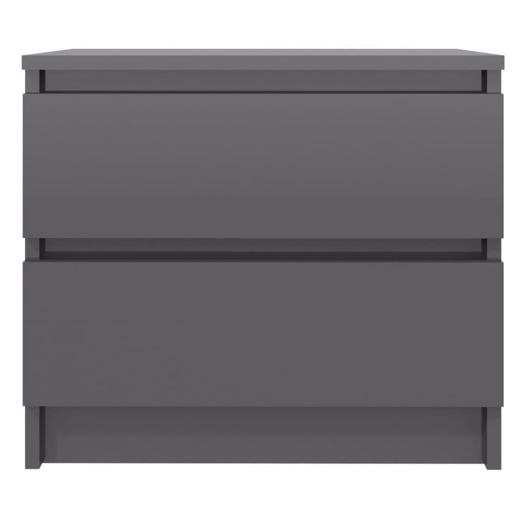vidaXL Bed Cabinet High Gloss Grey 50x39x43.5 cm Engineered Wood