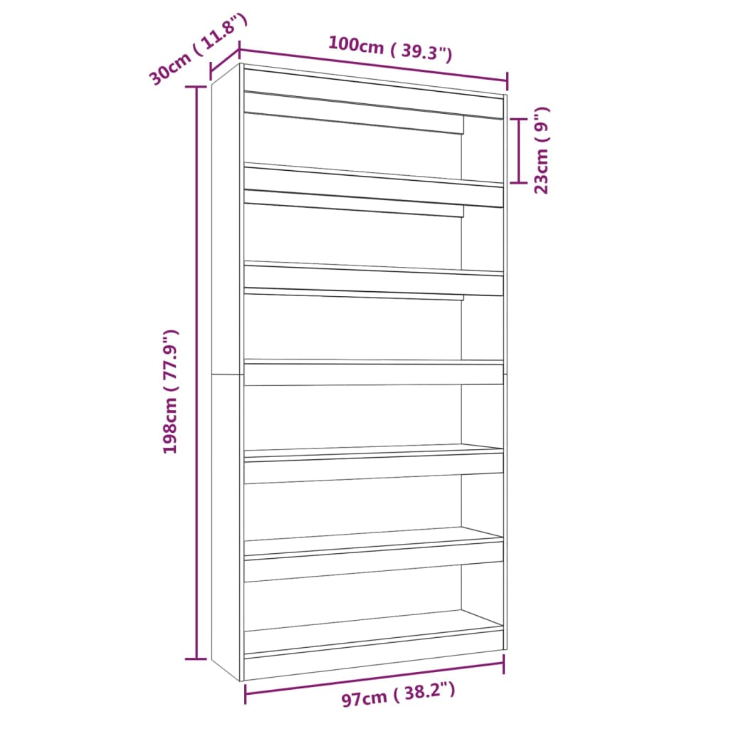 vidaXL Book Cabinet/Room Divider High Gloss White 100x30x198 cm Engineered wood